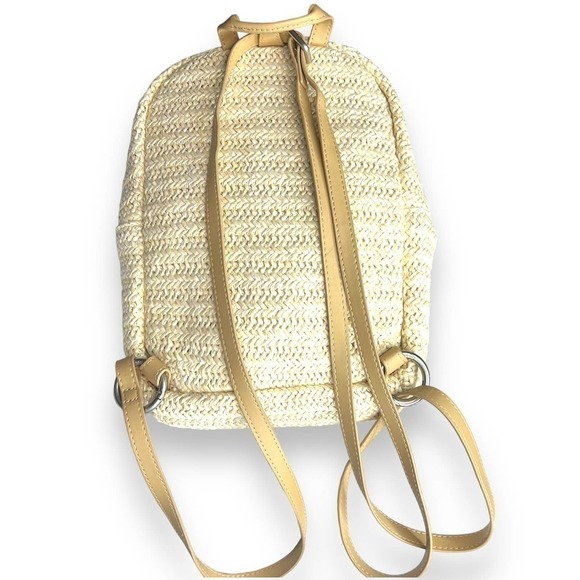 Vera Bradley Straw Mini Convertible Backpack Light Natural Straw Tan Pink Green - Picture 5 of 13